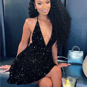 Unforgettable Nights Sequin Mini Dress - Black